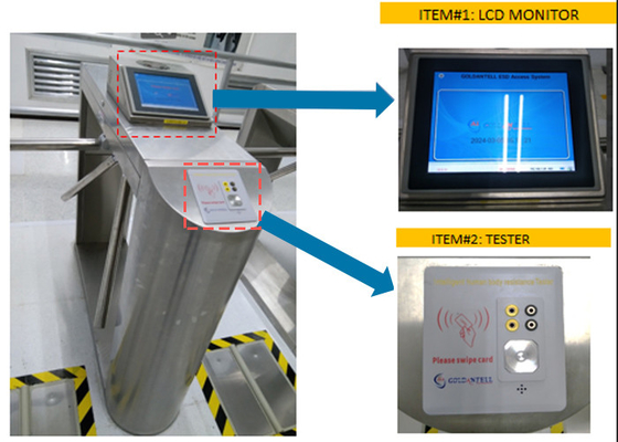 8 Inch LCD Screen ESD Turnstile Gate System With Foot Pedal and Wristband