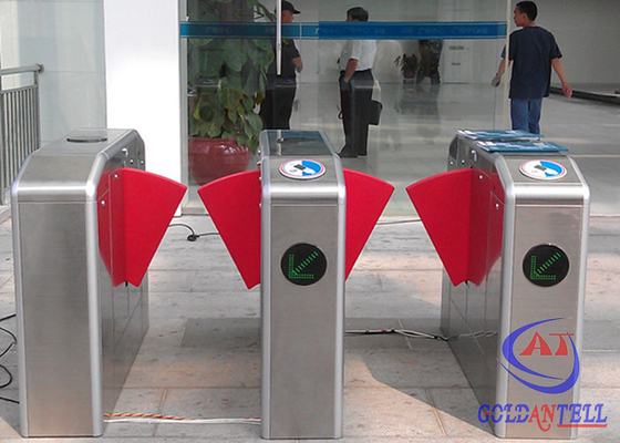 คนเดินเท้า RS485 Security Flap Barrier Turnstile, 304 # Stainless Steel Gate Barrier System