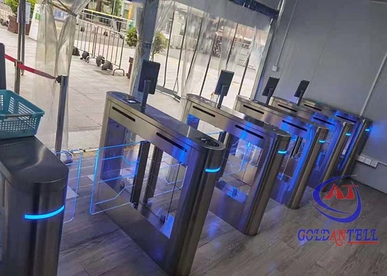 ประตูหมุนการจดจำใบหน้าแบบออปติคัลเสียงรบกวนต่ำความเร็วสูง Anti Crush Swing Barrier Gate