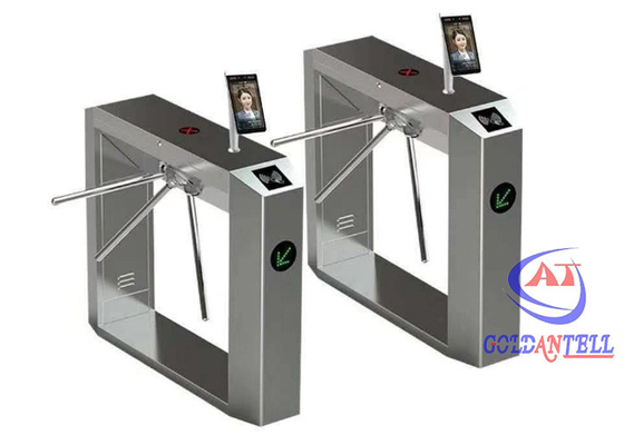 เครื่องอ่าน RFID ระบบรักษาความปลอดภัยอัตโนมัติ ประตู 3 แขน เครื่องสแกนใบหน้าคนเดินเท้า เอวสูง ประตูหมุน