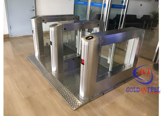 ลายนิ้วมือ Biometric RFID Turnstile อาคารสำนักงานประตูหมุนกระจก