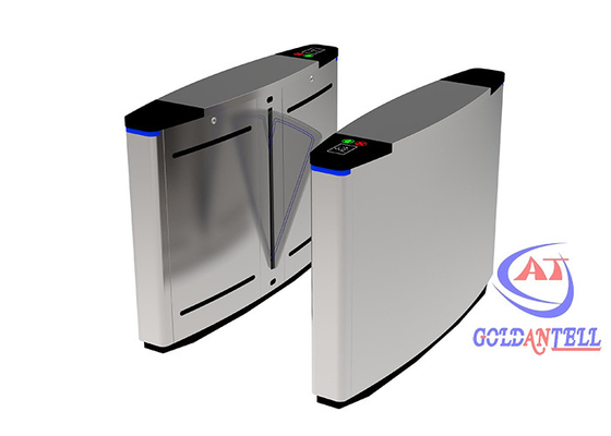 เครื่องอ่าน RFID Flap Barrier Gate การควบคุมการเข้าถึงด้วยลายนิ้วมือการหมุนประตูหมุนเพื่อความปลอดภัย