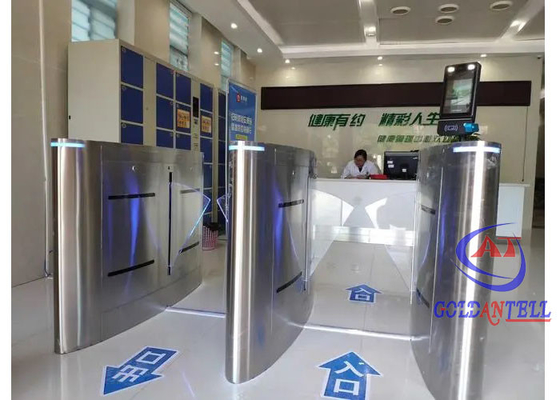 Fast Pass ประตูหมุนคนเดินเท้า ลายนิ้วมือความเร็วสูง Double Wing Flap Turnstile Barrier
