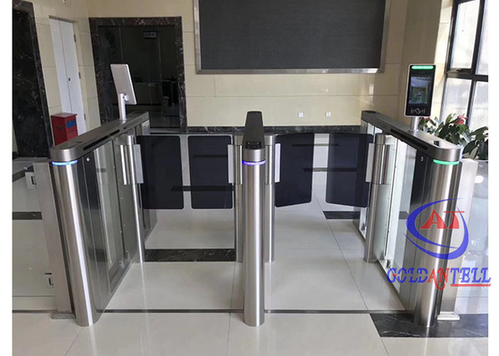 ความสูงของเอวประตูหมุนรักษาความปลอดภัยสำนักงาน RFID การจดจำใบหน้า Flap Barrier Gate