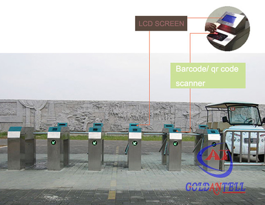 กลไกการควบคุมการเข้าถึง Turnstile ขาตั้งกล้อง Turnstile Gate Barcode Reader ทางเข้าและออก