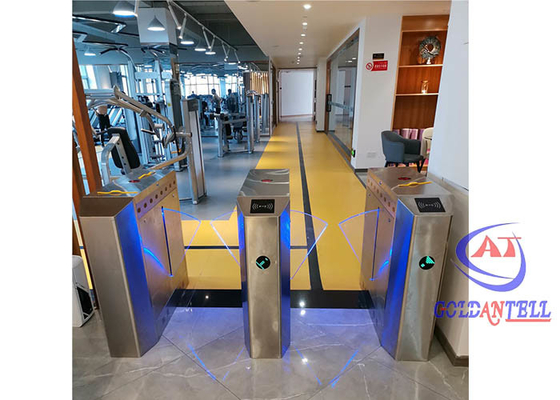 ทางเข้า GYM ประตูกั้นแผ่นพับสองทิศทาง SUS304 เครื่องสแกน NFC ประตูหมุนคนเดิน