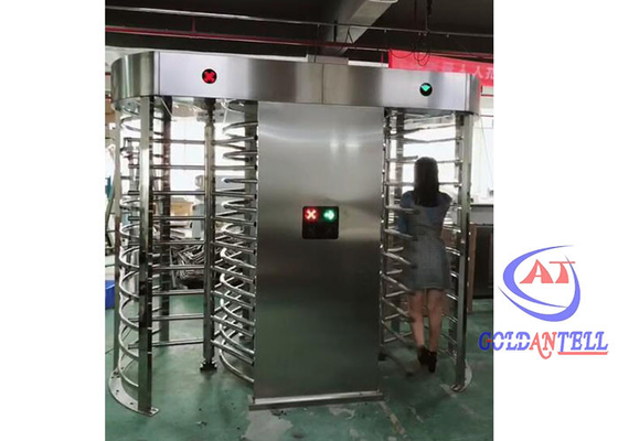 304 สแตนเลสแก้วหมุนเต็มสูง Turnstile ช่องสอง Gym Gate ระบบล็อคความปลอดภัยเกรด