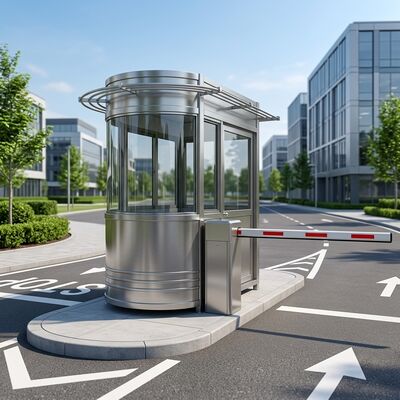 Gray Single Room Stainless Steel Ticket Kiosk Booth Including Option Drainage System and Electricity Fittings Perfect for Ticket Management