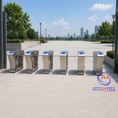 ประตูหมุนแบบ Tripod Turnstile พร้อมระบบสแกนลายนิ้วมือไร้แปรงถ่าน และเครื่องอ่าน RFID สองตัว สำหรับควบคุมการเข้าออกในศูนย์ธุรกิจและพื้นที่ Co-working Space ได้รับการรับรอง CE