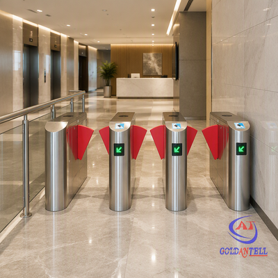 ความเร็วการเปิดที่ปรับได้ NFC RFID Card Flap Barrier Turnstile การควบคุมการเข้าถึงคนเดิน