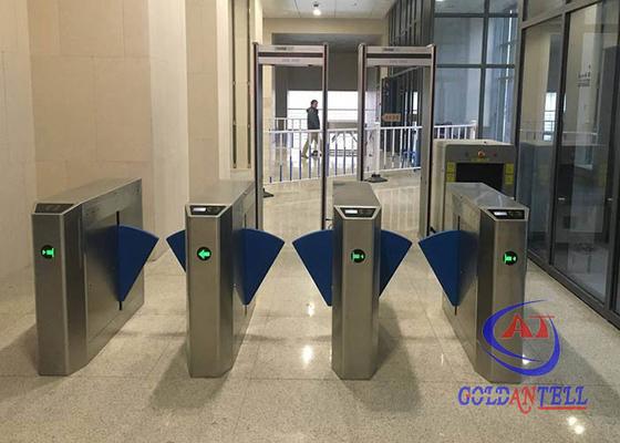 IP54 ประตูกั้นทางเข้ารักษาความปลอดภัยสำหรับคนเดินเท้ากันน้ำพร้อมไฟ LED Ditector อัตโนมัติ